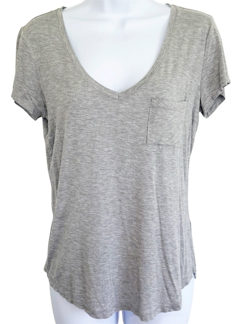 PAIGE Lynnea Heather Gray V-Neck Pocket Tee Women’s Small Made USA